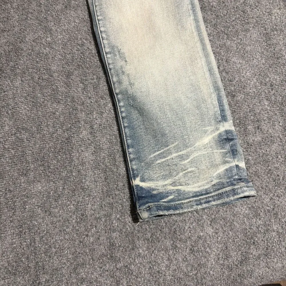 Smoke Rise Distressed Denim Jeans Mens 34x32 Blue Light Wash Straight Stretch